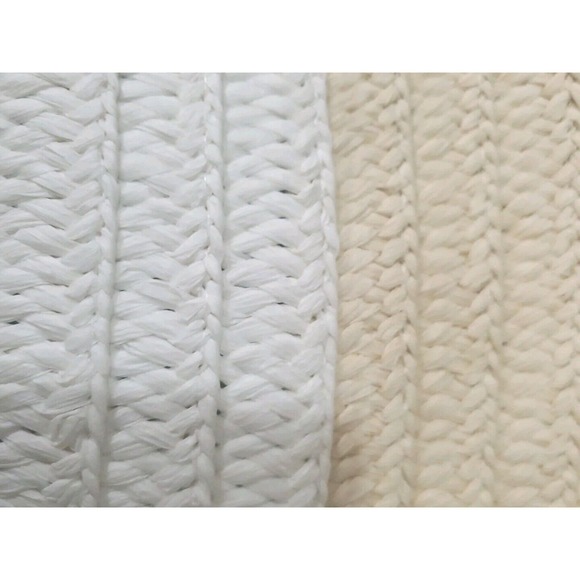 Altru Medium 100% Paper Straw Tan White Double Handles Tote Bag Purse - Picture 5 of 8